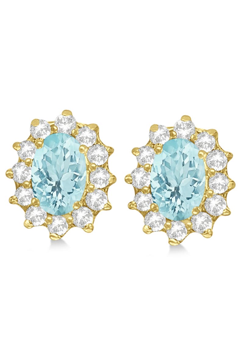 Oval Aquamarine & Diamond Accented Earrings 14k, Alternate, color, 2.05ct/Yellow Gold