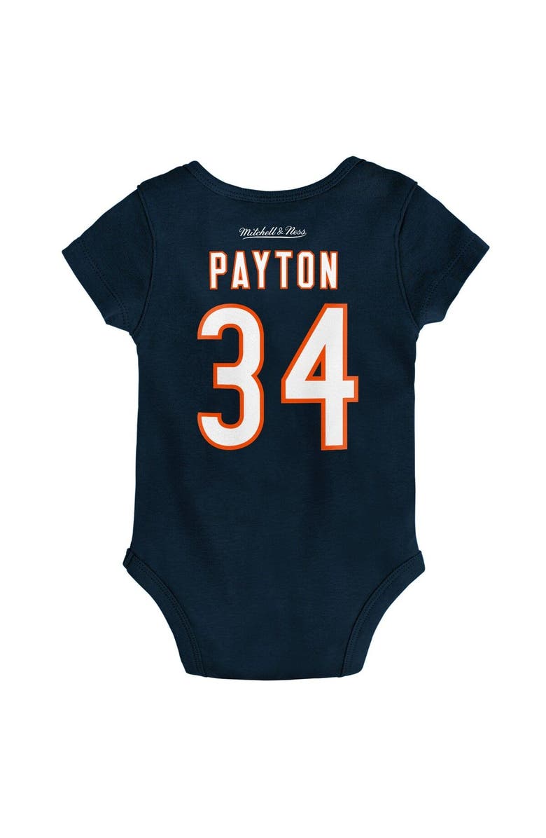 Mitchell & Ness Newborn & Infant Mitchell & Ness Walter Payton Navy Chicago Bears Retro Name & Number Bodysuit, Alternate, color,