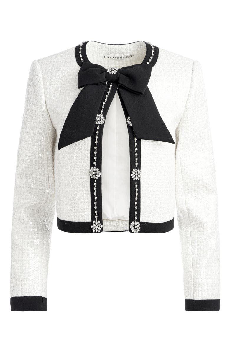 Alice + Olivia Gwyneth Rhinestone Detail Tweed Jacket, Alternate, color,