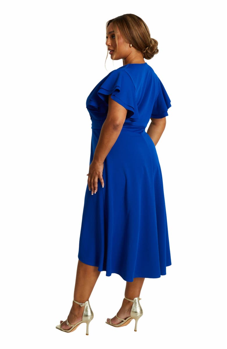 QUIZ Plus Size Buckle Dip Hem Dress, Alternate, color, 