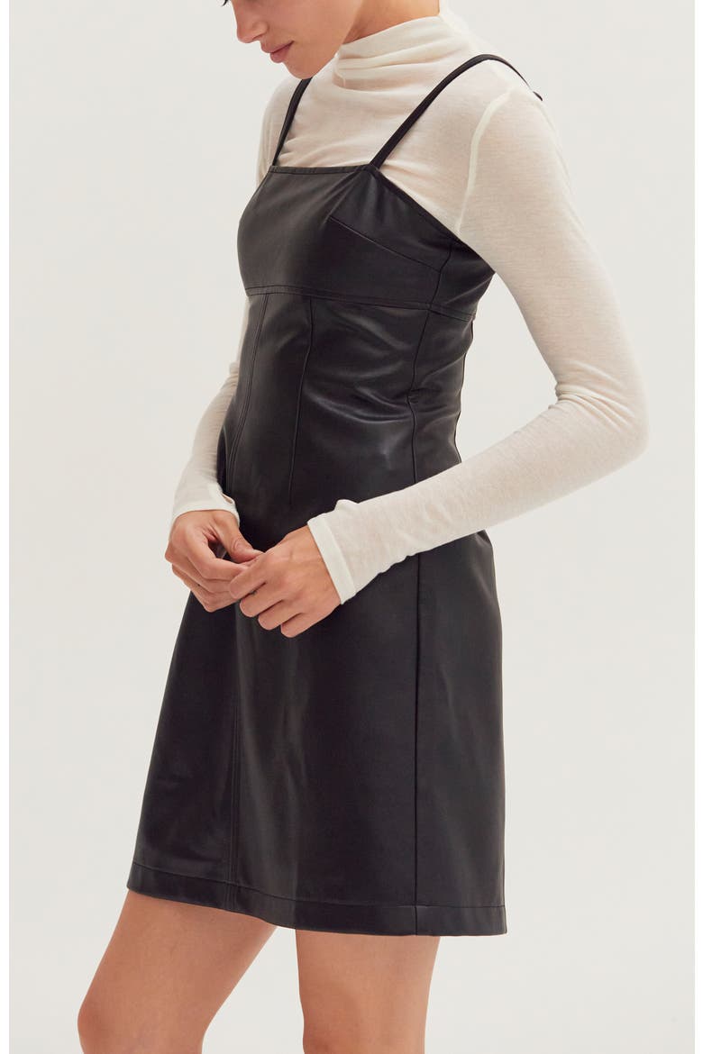 Faux Leather Mini Dress, Alternate, color, Black