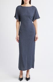 Reformation Maeva Polka Dot Flutter Sleeve Midi Dress