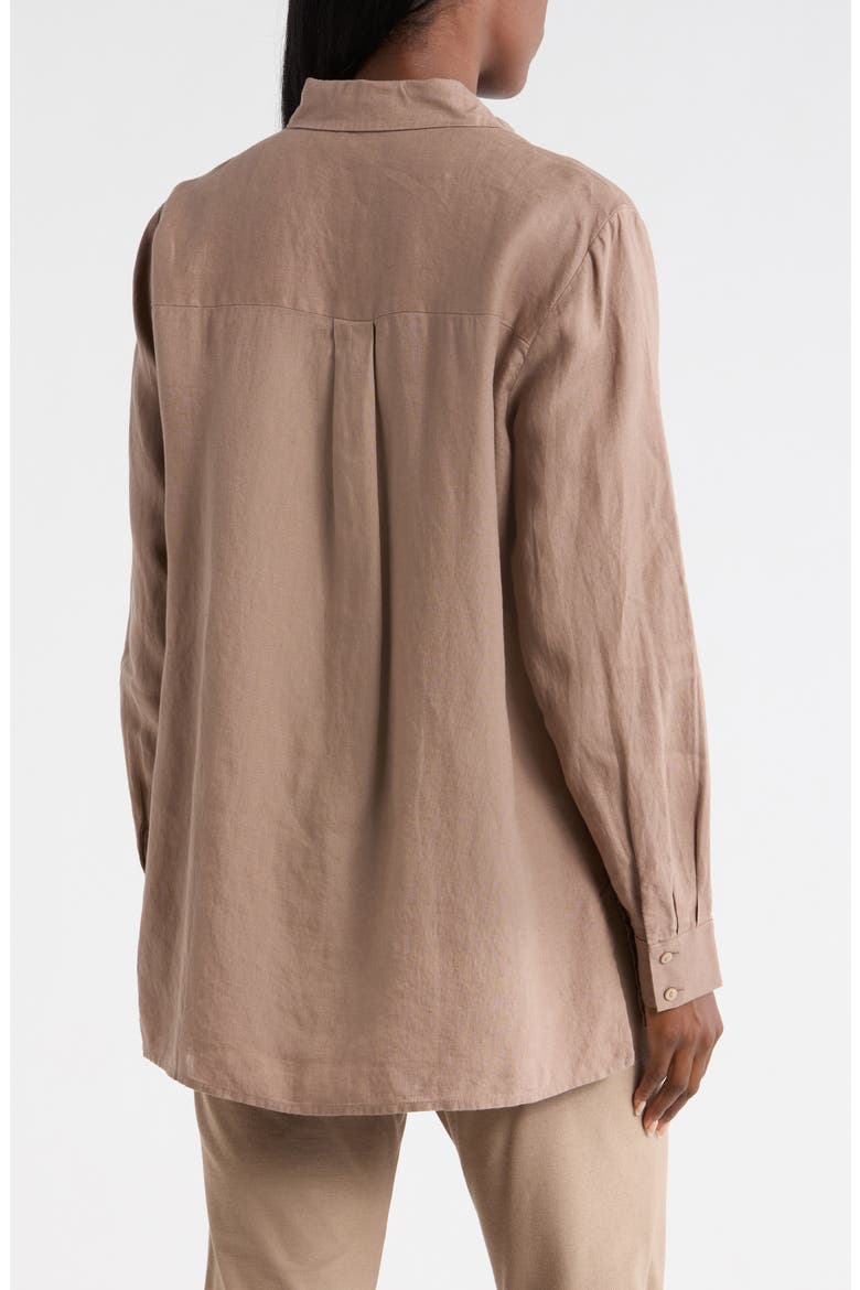 Classic Collar Organic Linen Button-Up Shirt, Alternate, color, COCOA