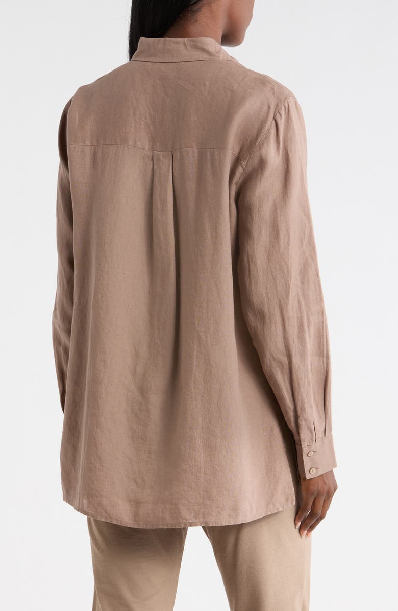 Eileen Fisher Classic Collar Organic Linen Button-Up Shirt, Alternate, color, Cocoa