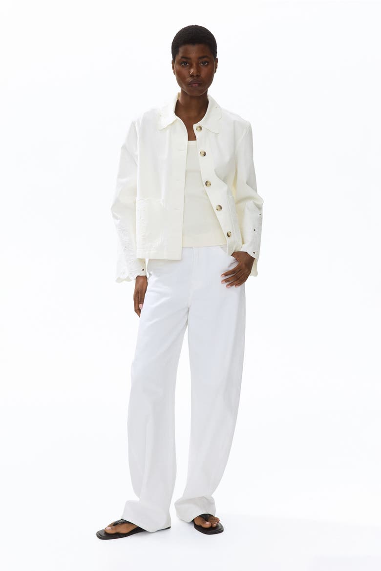 Broderie Anglaise Twill Jacket, Alternate, color, Cream