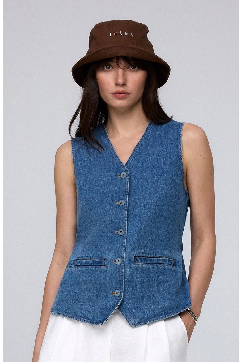 Denim Atelier Vest, Alternate, color, Light Blue Denim