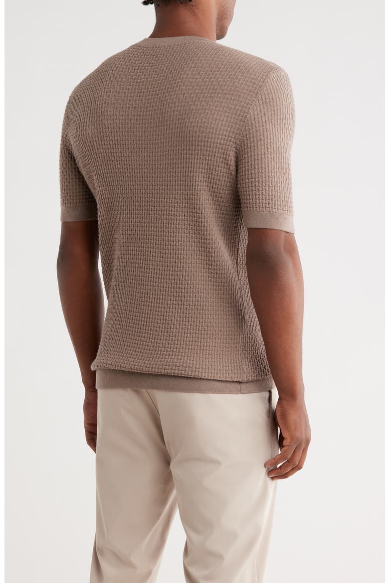 Short Sleeve Textured Wool Crewneck Sweater, Alternate, color, TAN