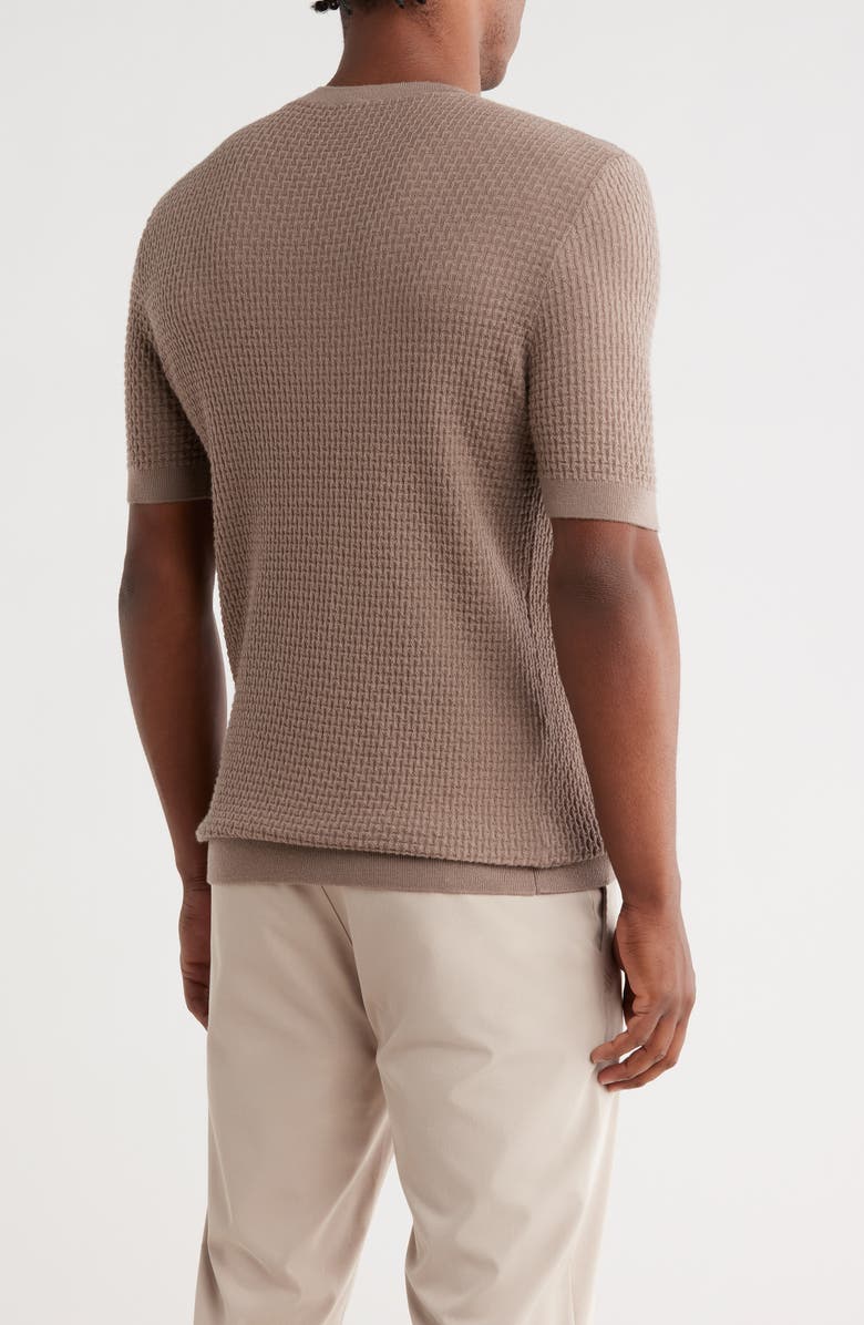 Emporio Armani Short Sleeve Textured Wool Crewneck Sweater, Alternate, color, Tan