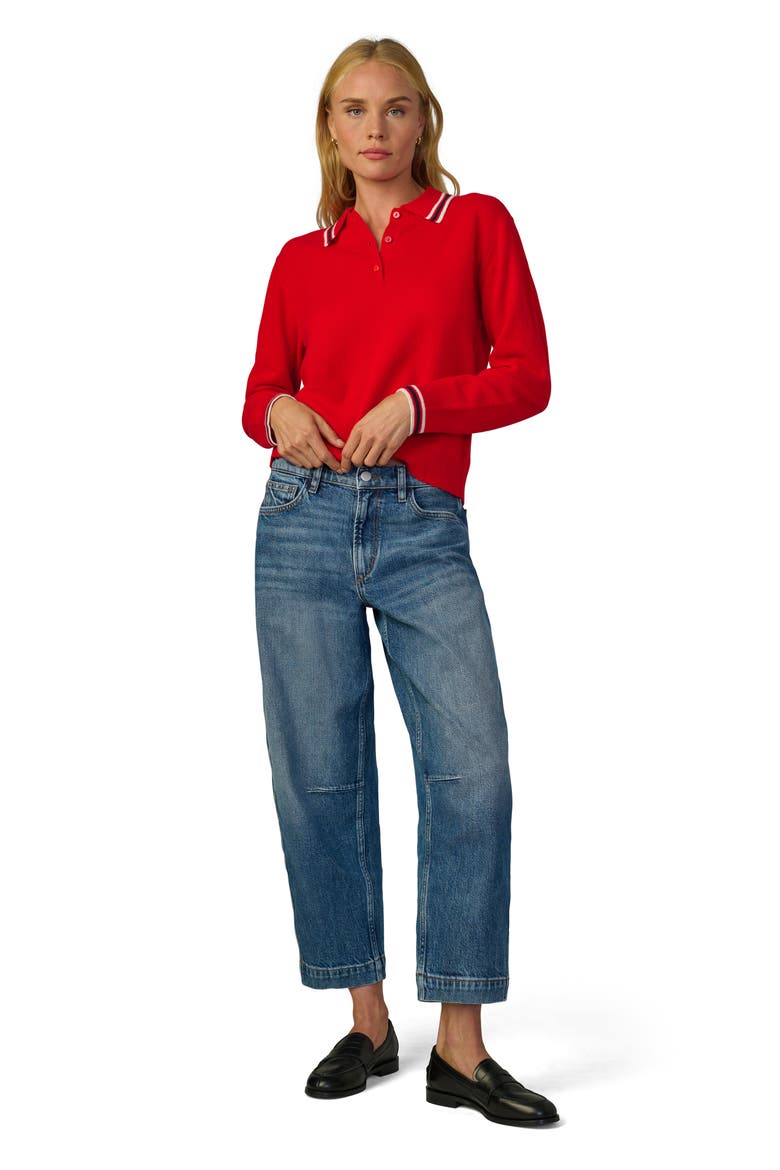 Tipped Cashmere Polo Sweater, Alternate, color, CHERRY RED