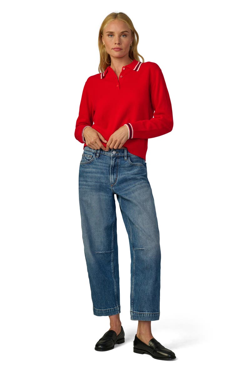 Joe's Jeans Tipped Cashmere Polo Sweater, Alternate, color, Cherry Red
