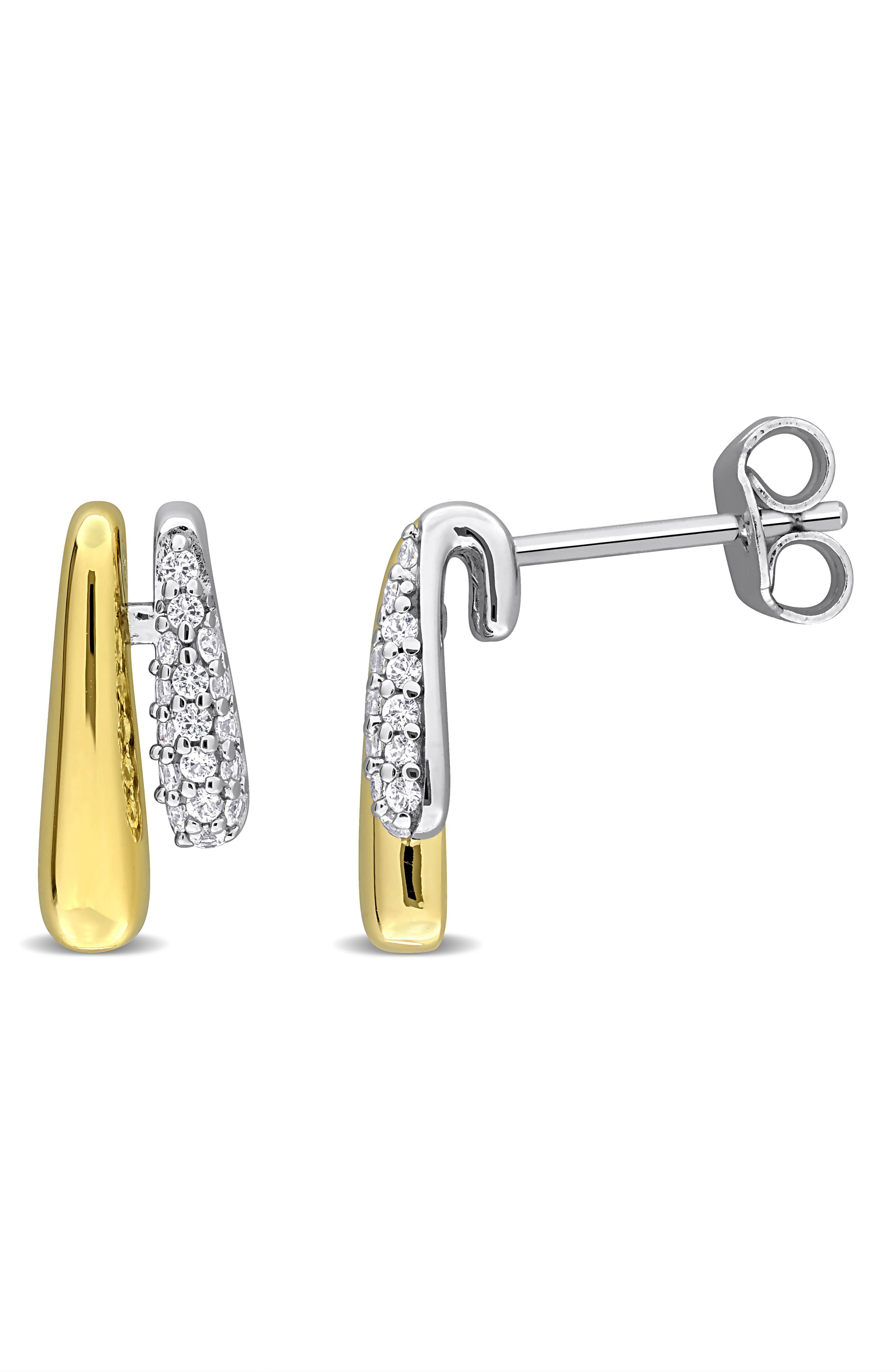 Lab-Grown White Sapphire Drop Earrings