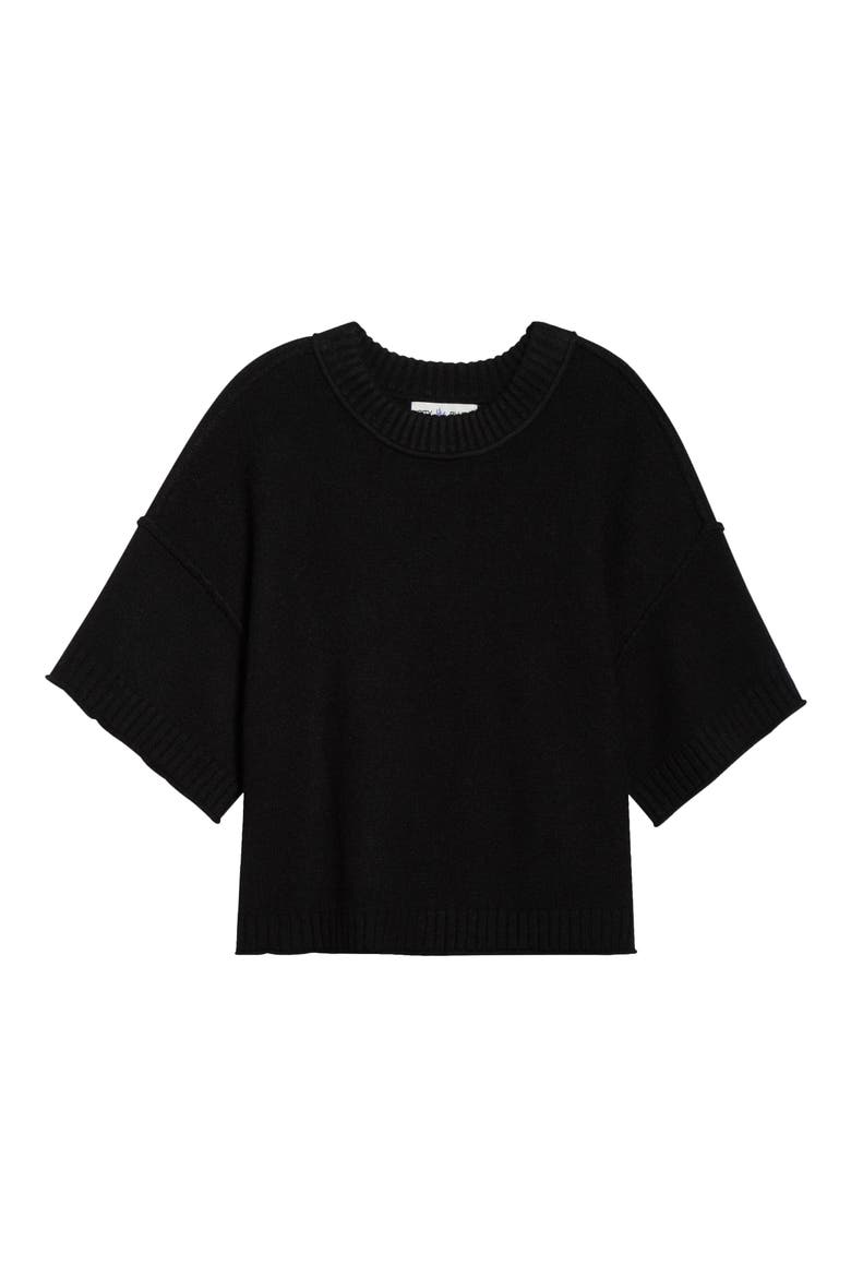 Broome Short Sleeve Crewneck Sweater, Alternate, color, BLACK