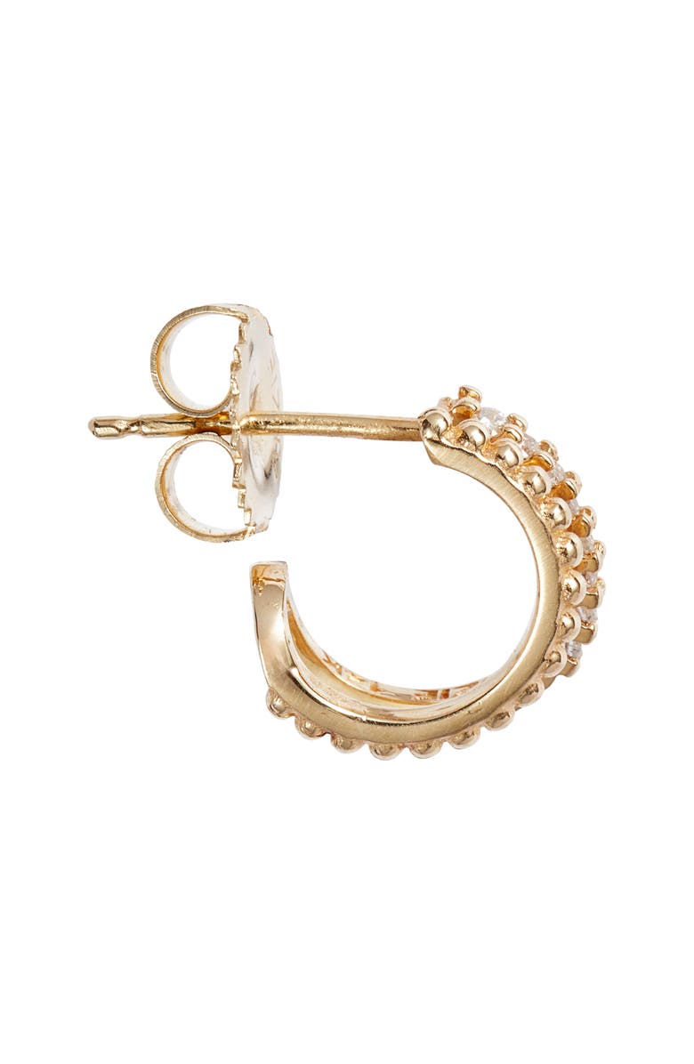 Anzie x Mel Soldera Dew Drop Pavé Diamond Double Row Huggie Hoop Earrings, Alternate, color, 8Mm 14K Yellow Gold
