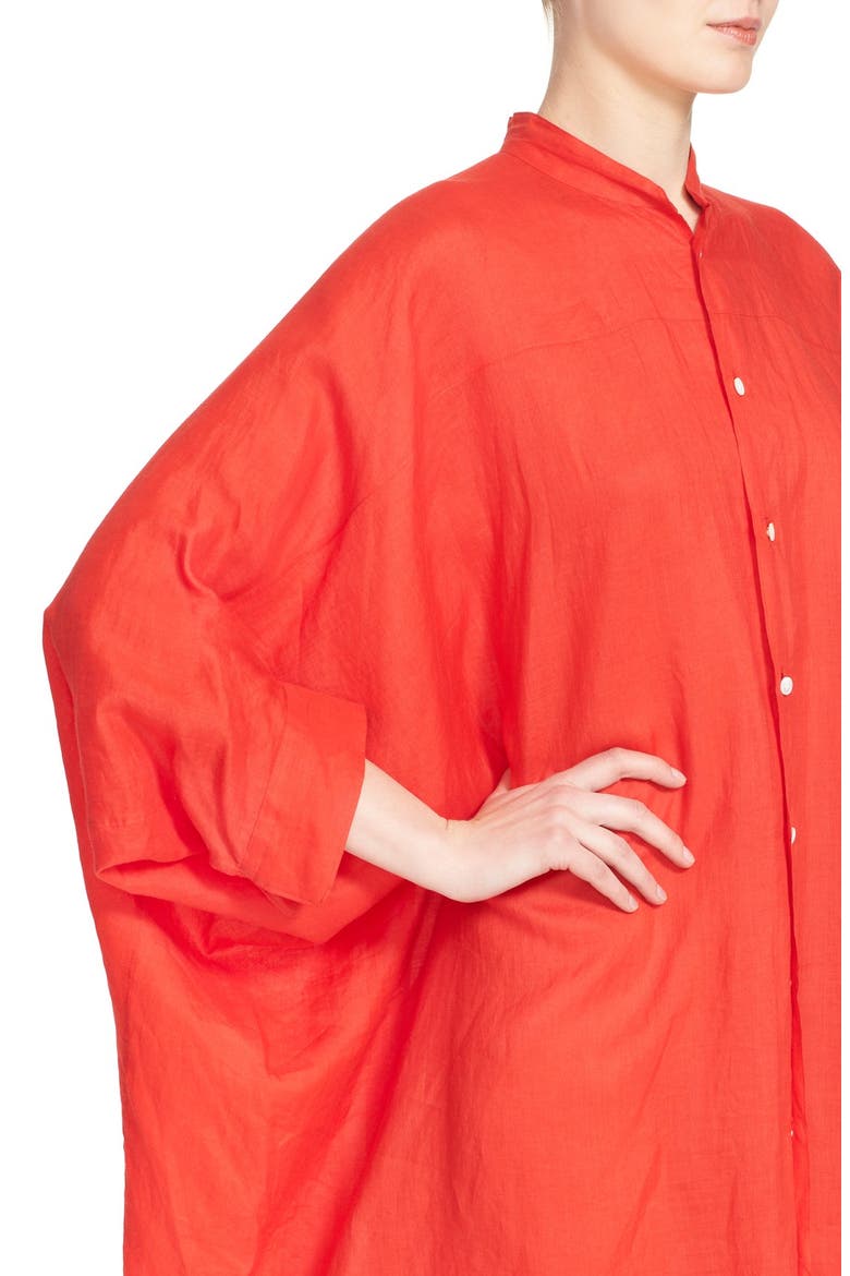 Drape Sleeve Linen Shirtdress, Alternate, color, RED
