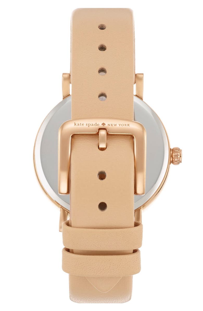 Kate Spade New York 'metro' heart dial leather strap watch, 34mm, Alternate, color, 