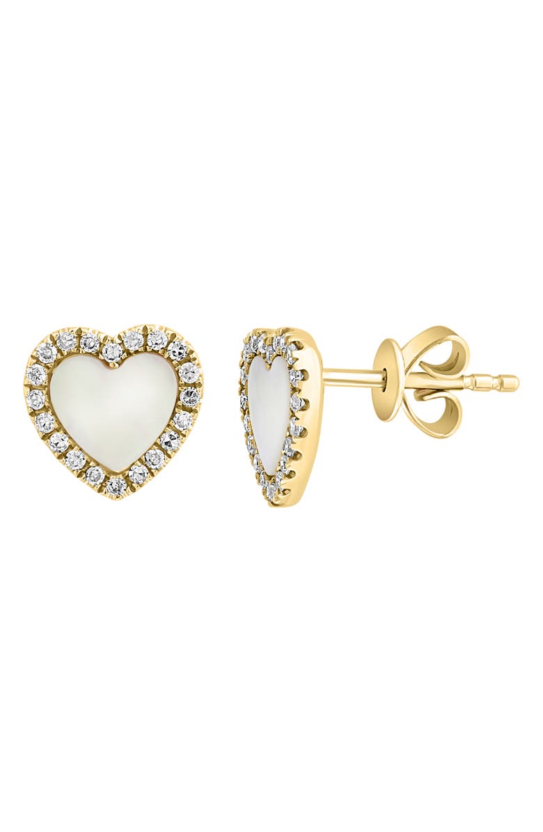 EFFY Diamond Halo Mother of Pearl Stud Earrings - 0.19 ctw, Alternate, color,