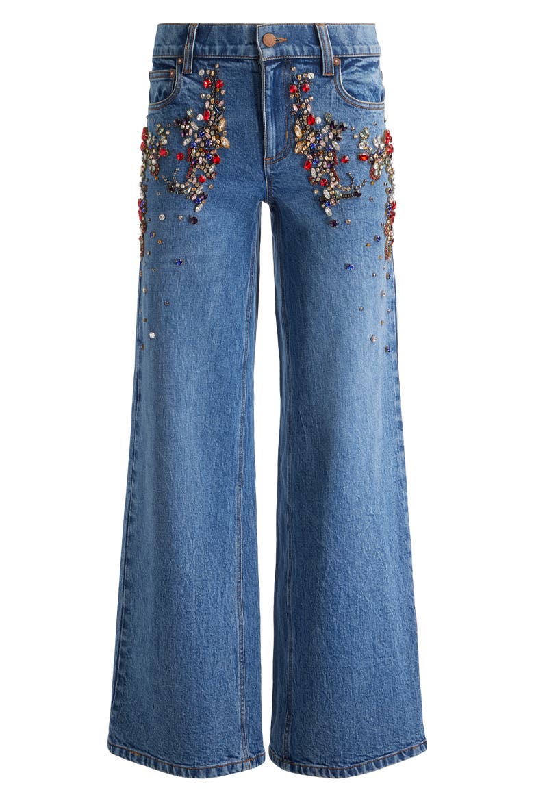 Amazing Crystal Detail Baggy Wide Leg Jeans, Alternate, color, BROOKLYN BLUE