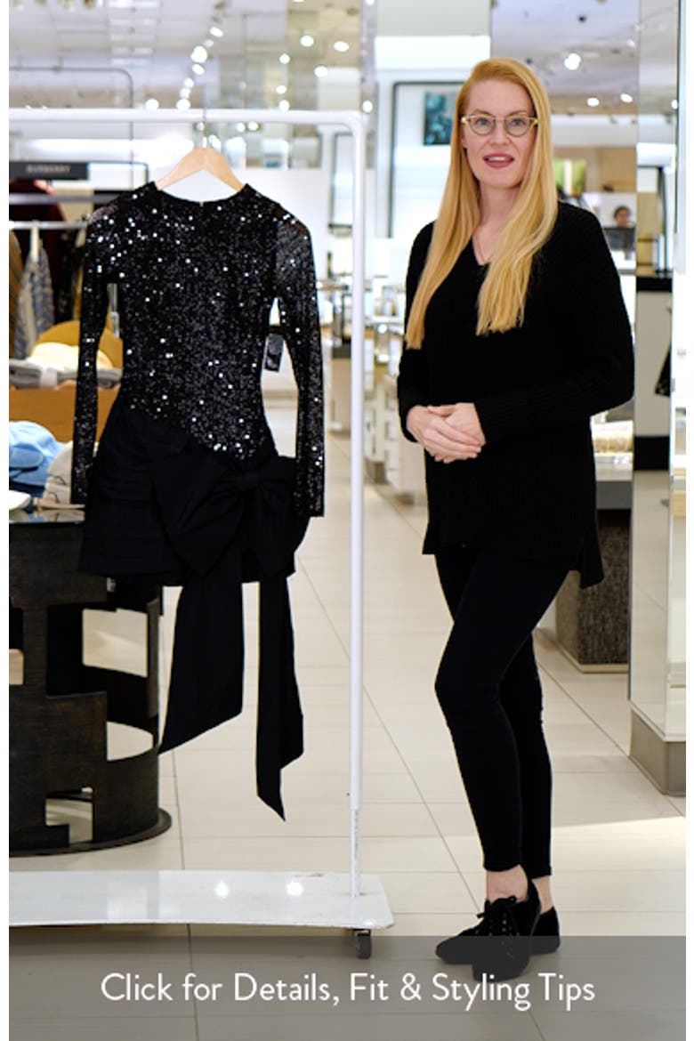 Dolly Sequin Bow Long Sleeve Cocktail Minidress video