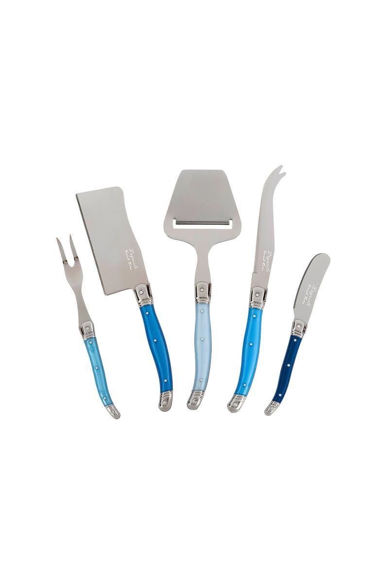 FRENCH HOME Laguiole 5-Piece Cheese Knife, Fork, & Slicer Set - Shades of Blue, Alternate, color, Mist Colors
