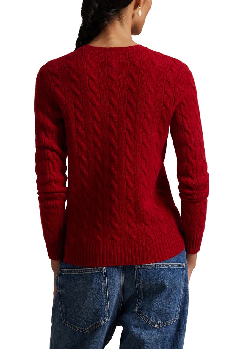 Julianna Cable Knit Wool & Cashmere Sweater, Alternate, color, FIRESIDE RED