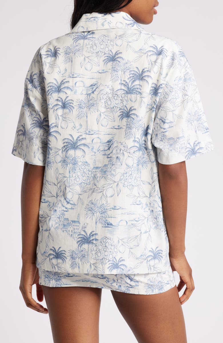 Mistress Rocks Print Relaxed Camp Shirt, Alternate, color, White Garden Print