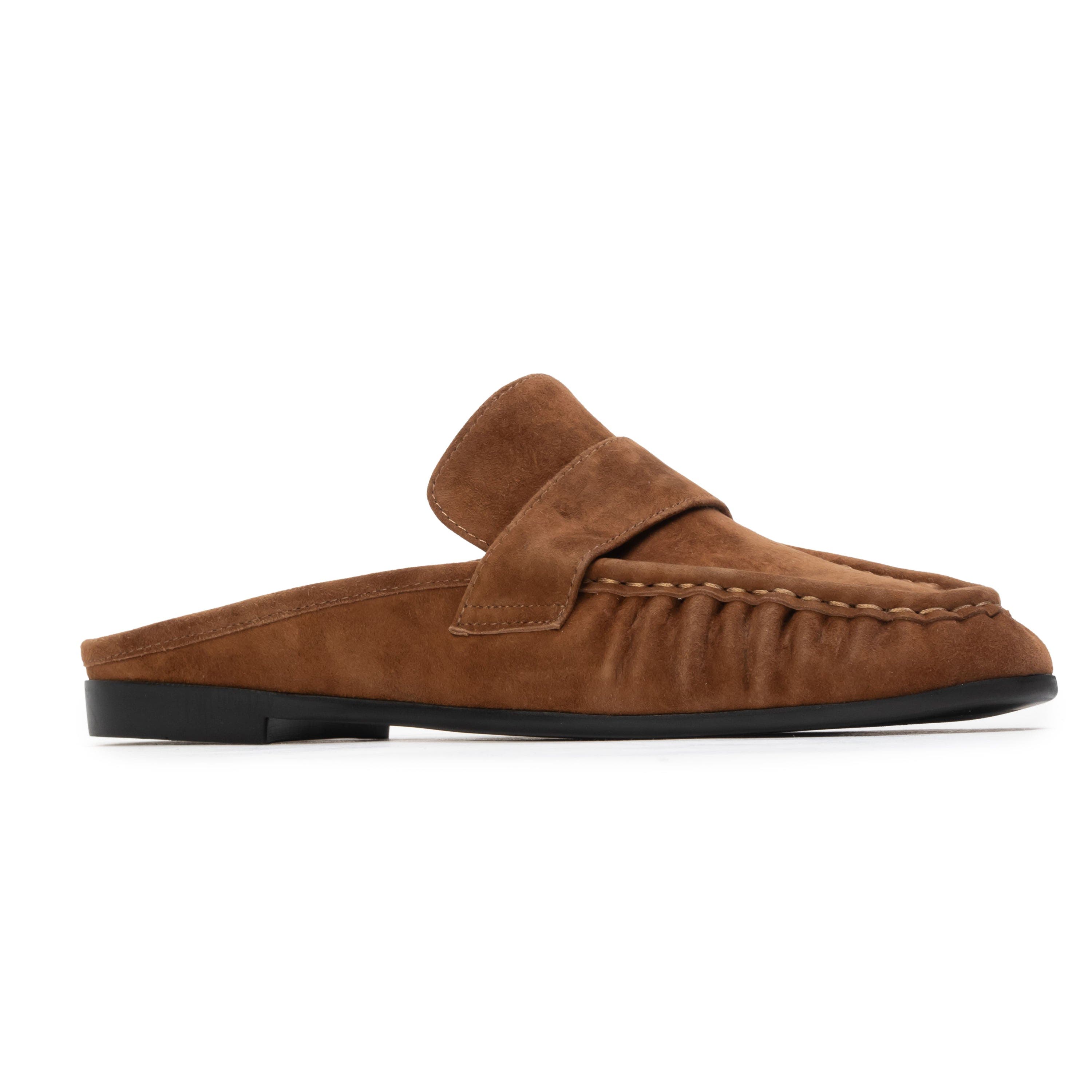 BLACK SUEDE STUDIO Gabby Loafer Mule, Alternate, color, Tobacco Suede