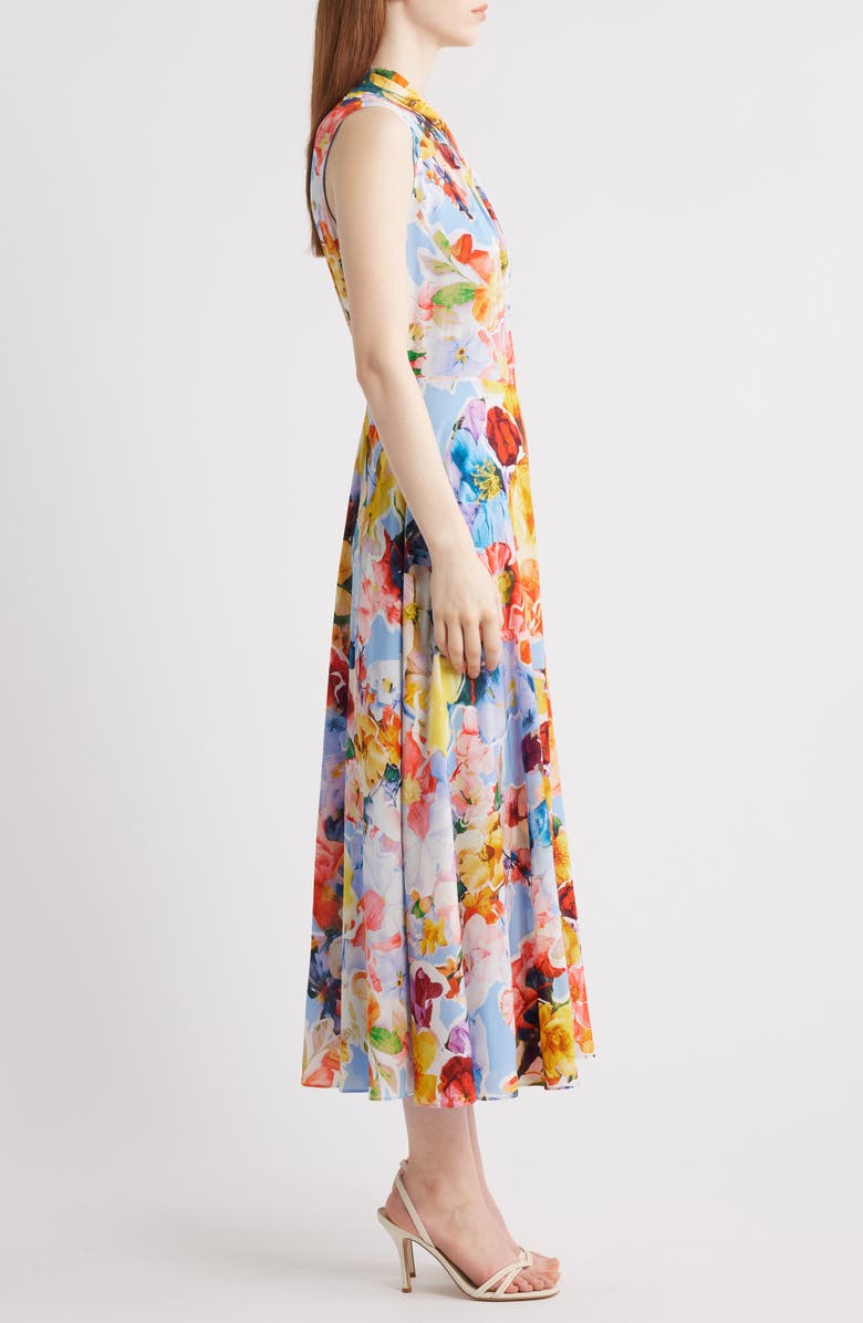 Elie Tahari The Raquel Spring Morning Floral Print Sleeveless Dress, Alternate, color,