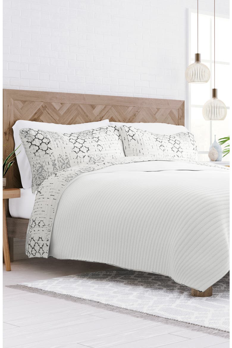 All Season Reversible Down Alternative Quilt & Sham Set, Alternate, color, LIGHT GRAY