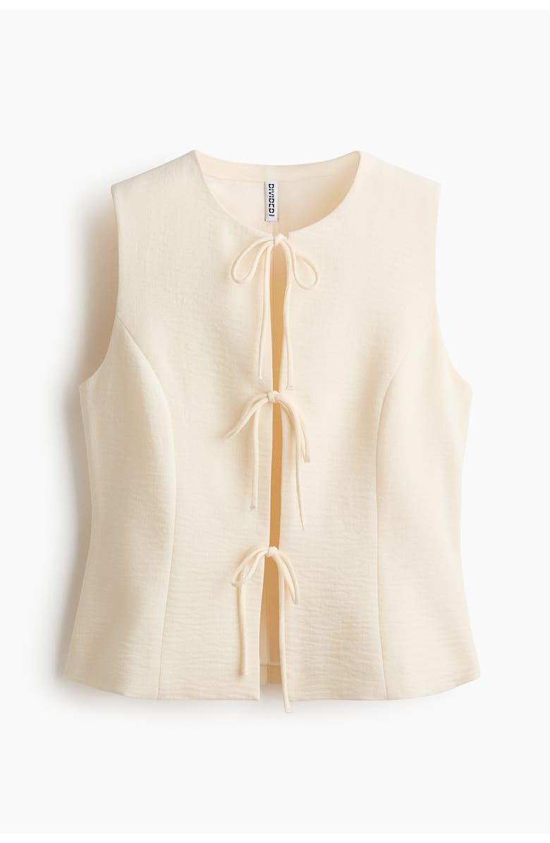H&M Tie-detail Waistcoat, Alternate, color, Cream