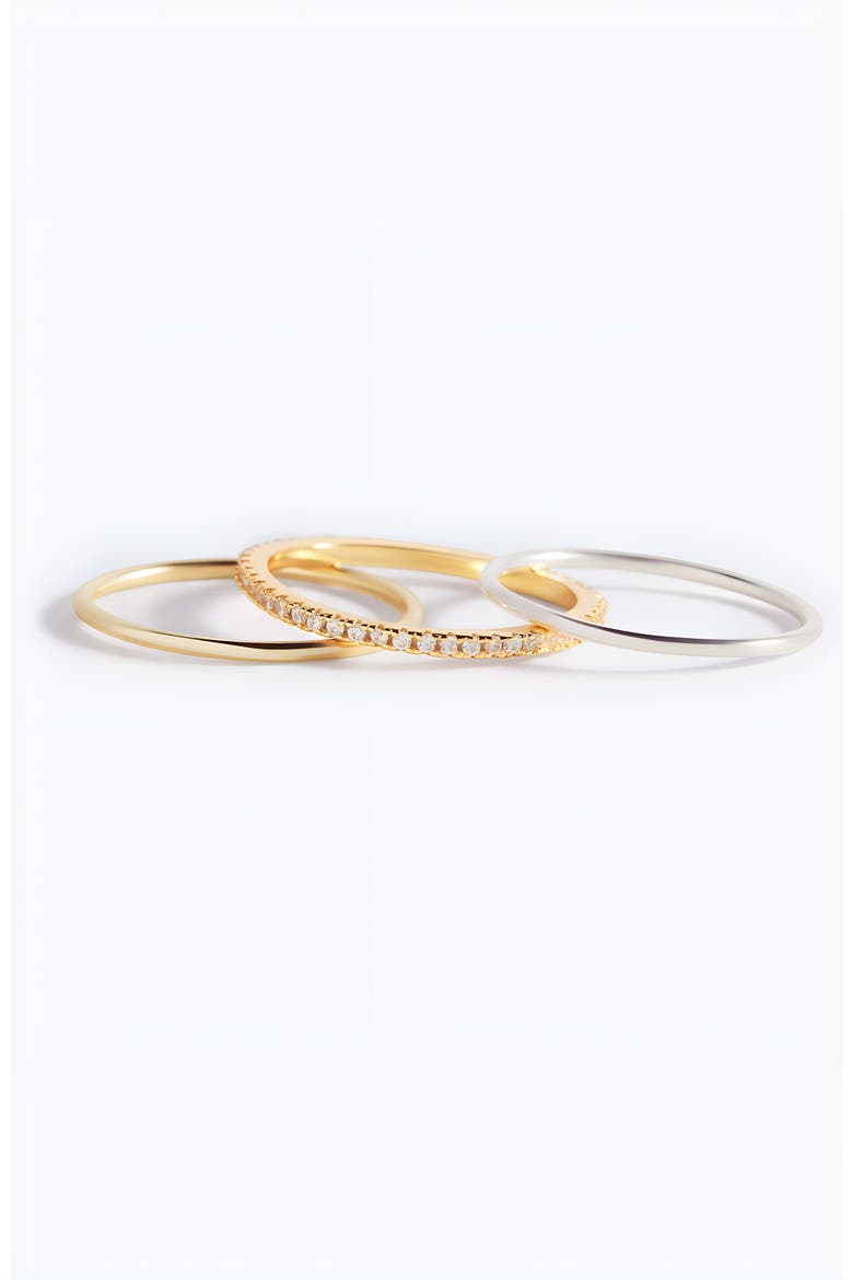 Gold and Silver Stacking Ring Set, Alternate, color, 18k Gold Plated Brass
