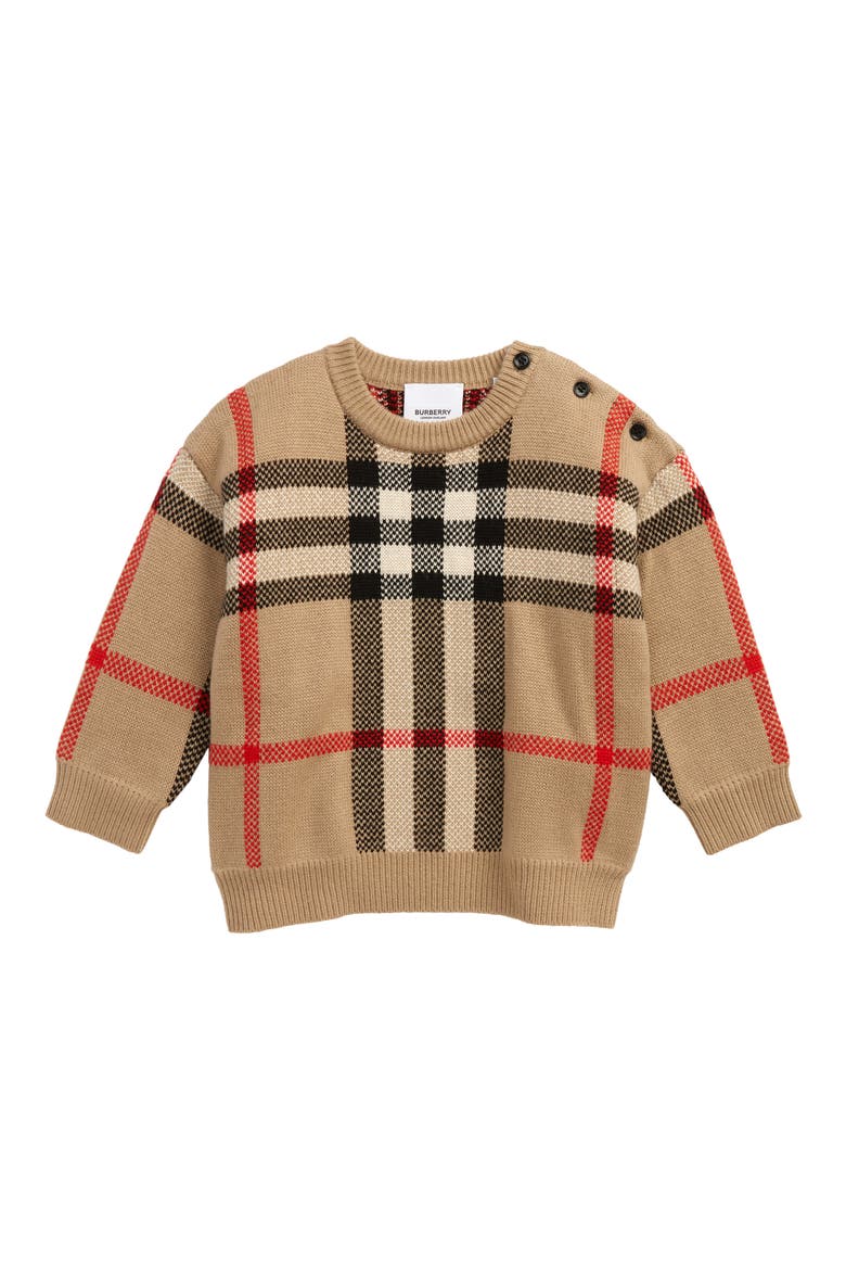 Kids' Denny Jacquard Check Wool & Cashmere Sweater, Main, color, ARCHIVE BEIGE IP CHECK