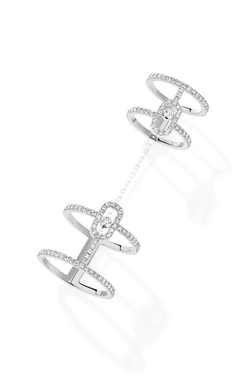 Move Uno Diamond Pavé Double Ring with Detachable Chain