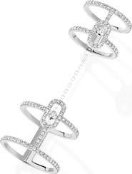 Messika Move Uno Diamond Pavé Double Ring with Detachable Chain
