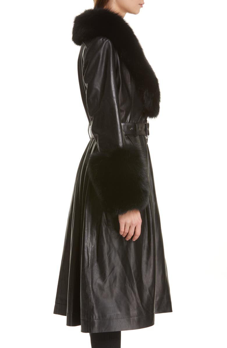 Saks Potts Foxy Leather Coat with Genuine Fox Fur Trim, Alternate, color, 