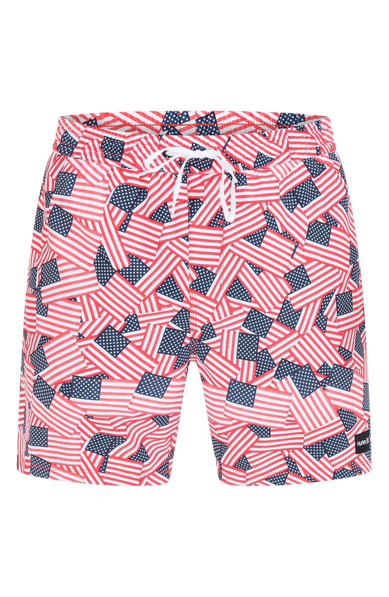 Hurley Cannonball Volley Swim Trunks, Alternate, color, True Red