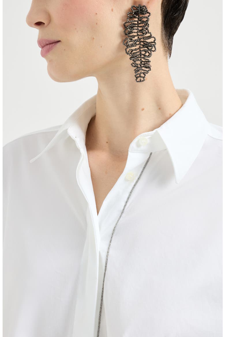 Stretch poplin shirt with monili, Alternate, color, White