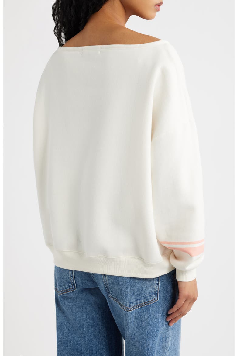 Hamptons Off the Shoulder Graphic Sweatshirt, Alternate, color, MARSHMALLOW