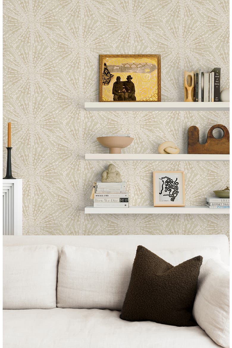 Soft Gold Sunburst Peel & Stick Wallpaper, Alternate, color, NEUTRAL