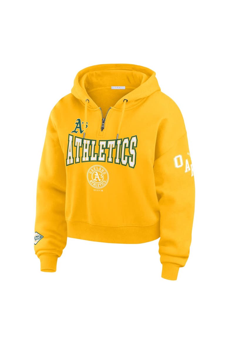 Women's WEAR by Erin Andrews Gold Oakland Athletics  Patch Quarter-Zip Hoodie, Alternate, color, Gold