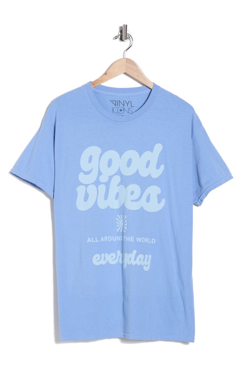 Vinyl Icons Good Vibes Graphic T-Shirt, Main, color, Blue