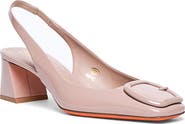 Santoni Women's Lemon Patent Sling Back