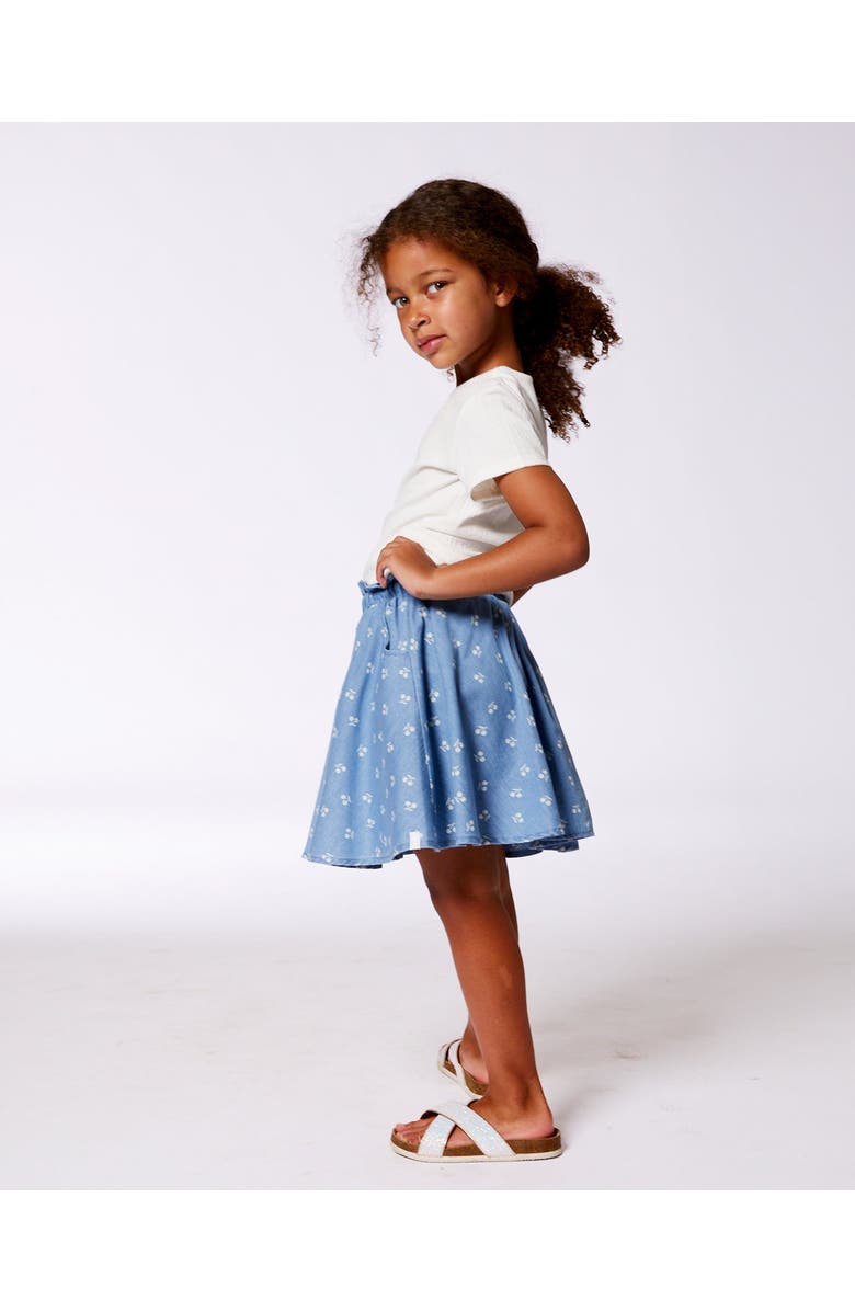 Deux par Deux Little Girl's Printed Chambray Skort Blue And White Cherries, Alternate, color,