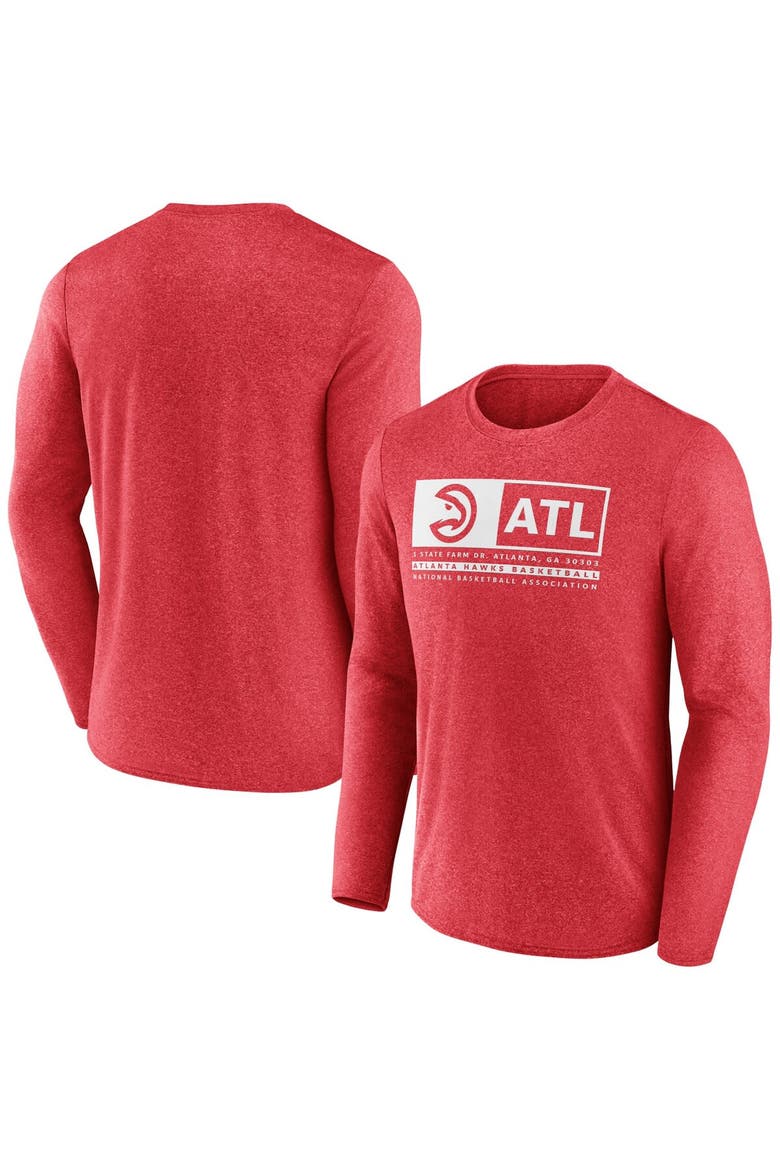 Men's Fanatics Branded Heather Red Atlanta Hawks Three-Point Play T-Shirt, Main, color, Heather Red