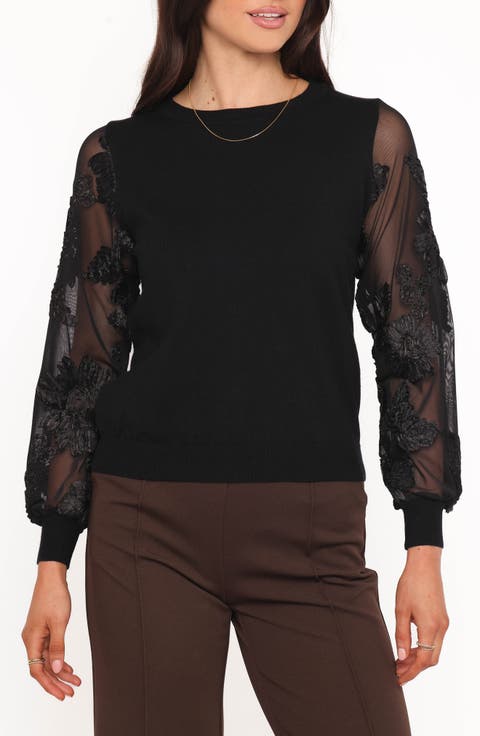 Cailin Sheer Sleeve Knit Top
