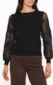 Petal & Pup Cailin Sheer Sleeve Knit Top