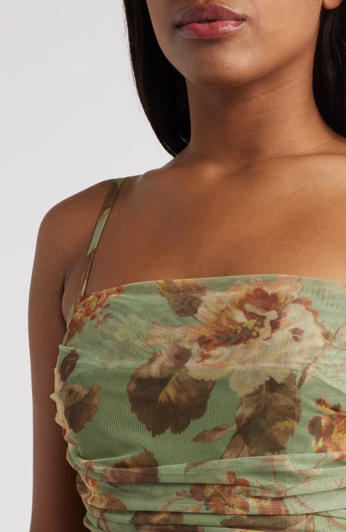 Lulus Valerie Floral Mesh Midi Dress In Sage Multi