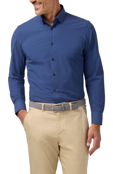 Leeward Trim Fit Plaid Performance Button-Up Shirt