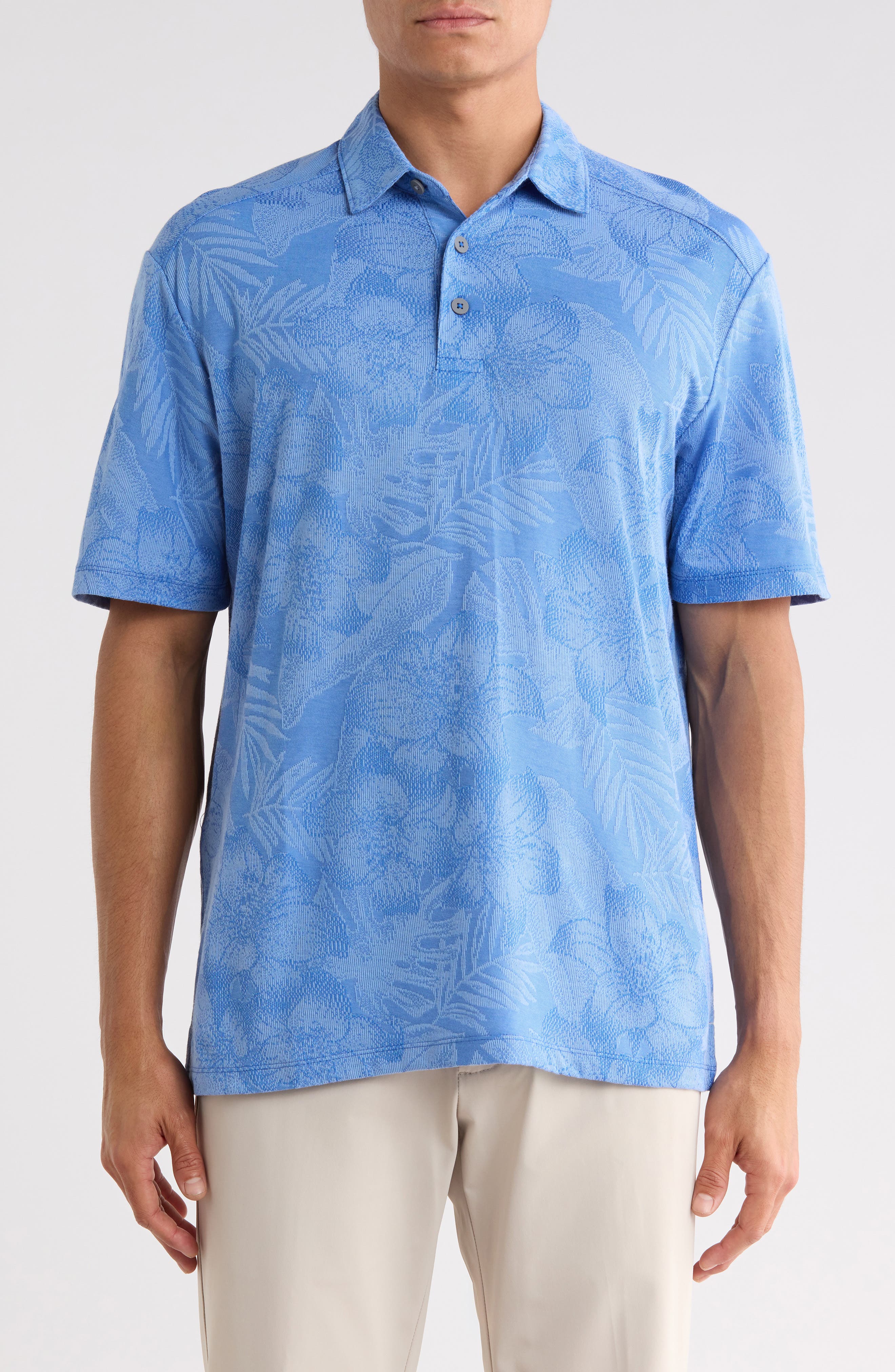 Palm Fresco Hibiscus Jacquard Polo