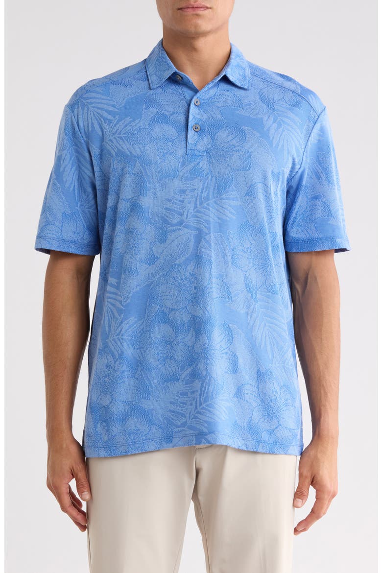 Palm Fresco Hibiscus Jacquard Polo, Main, color, MED