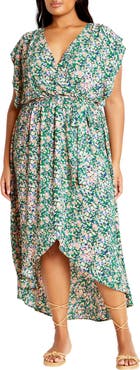 City Chic Ditsy Floral Wrap Front Maxi Dress